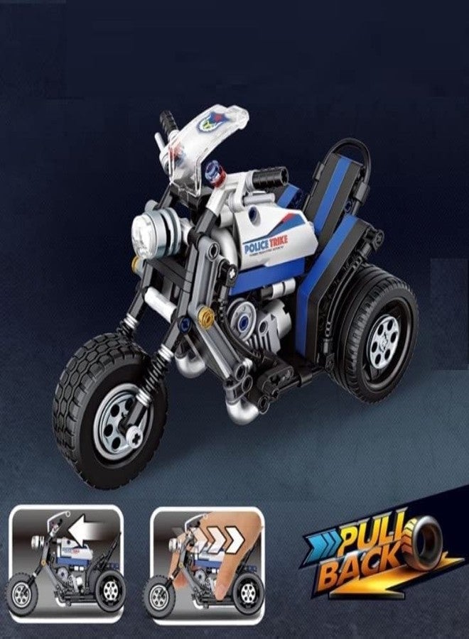 Rahasya Enterprise دراجة نارية تعمل بالسحب للخلف من سلسلة Rahasya Enterprise Constructor Police Trik Technic Series، سيارة سباق فائقة السرعة، سيارة جو كارت، مكعبات بناء، ألعاب تعليمية للأطفال (دراجة نارية شرطة) - Image 4